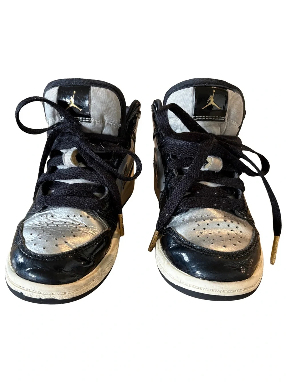 Air Jordan 1 Mid SE PS Black Metallic Silver Gold Size 12C